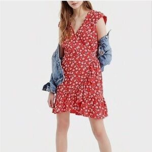 J. Crew Vibrant Red Floral Mini Dress